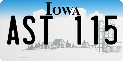 IA license plate AST115
