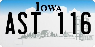 IA license plate AST116
