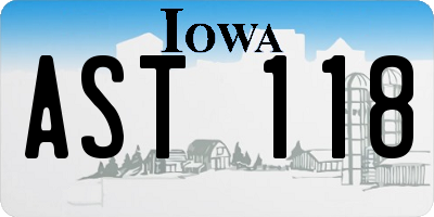 IA license plate AST118