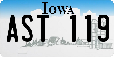 IA license plate AST119