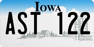 IA license plate AST122