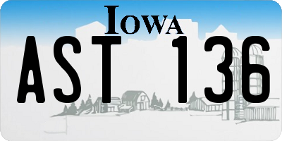 IA license plate AST136
