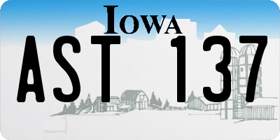 IA license plate AST137