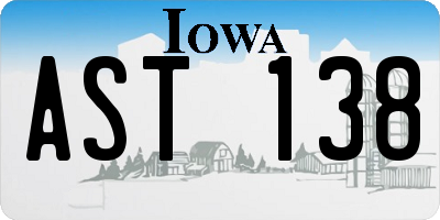 IA license plate AST138
