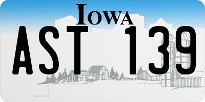 IA license plate AST139