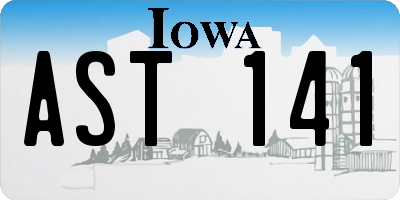 IA license plate AST141