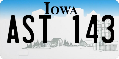 IA license plate AST143