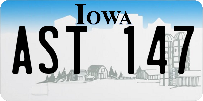 IA license plate AST147