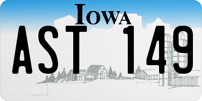 IA license plate AST149
