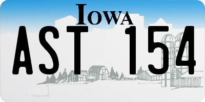 IA license plate AST154