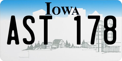 IA license plate AST178