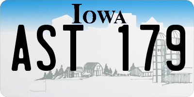 IA license plate AST179