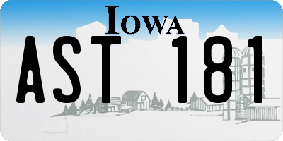 IA license plate AST181