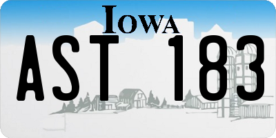 IA license plate AST183