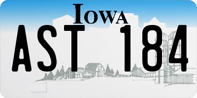 IA license plate AST184