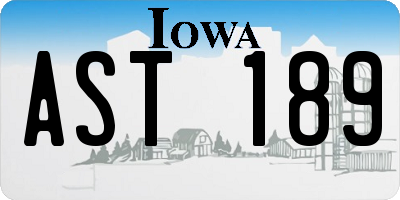 IA license plate AST189