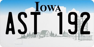 IA license plate AST192