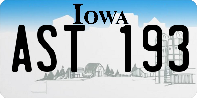 IA license plate AST193