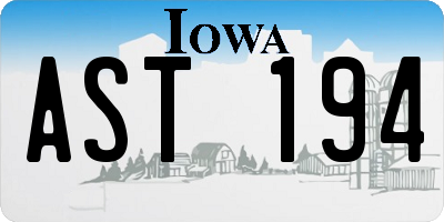 IA license plate AST194