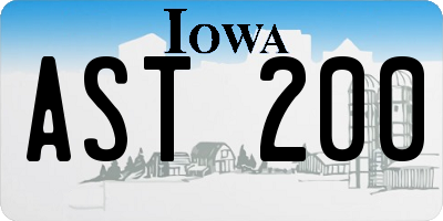 IA license plate AST200