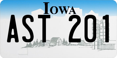 IA license plate AST201