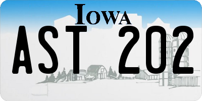 IA license plate AST202