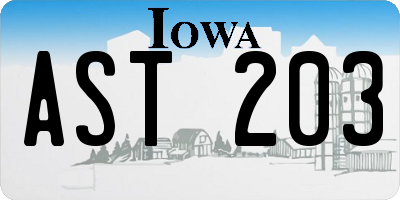IA license plate AST203