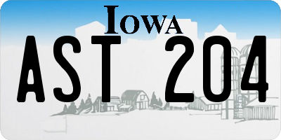 IA license plate AST204