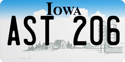IA license plate AST206