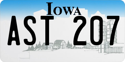 IA license plate AST207