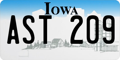 IA license plate AST209