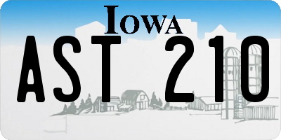 IA license plate AST210