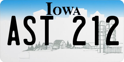 IA license plate AST212