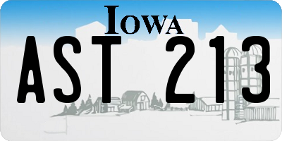 IA license plate AST213