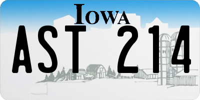 IA license plate AST214