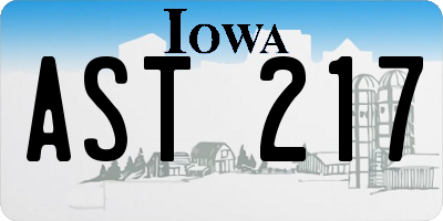 IA license plate AST217
