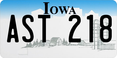 IA license plate AST218