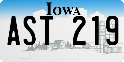 IA license plate AST219