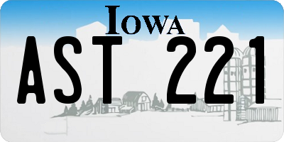 IA license plate AST221