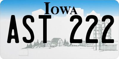 IA license plate AST222