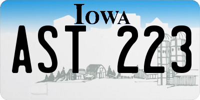IA license plate AST223