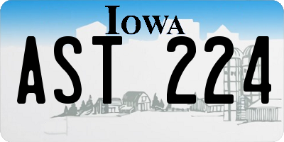 IA license plate AST224