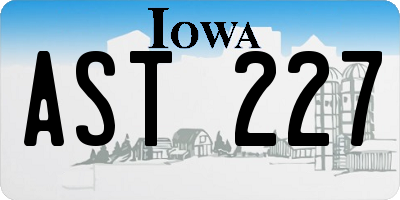IA license plate AST227