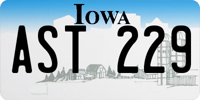 IA license plate AST229