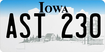 IA license plate AST230