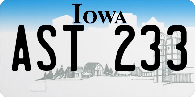 IA license plate AST233