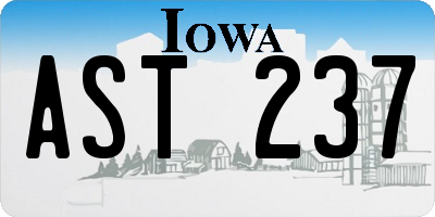 IA license plate AST237