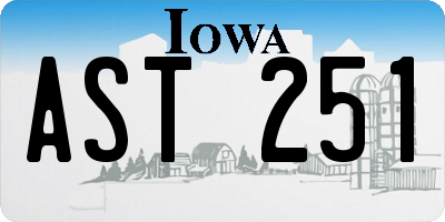 IA license plate AST251