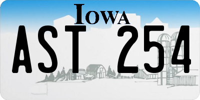 IA license plate AST254