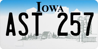 IA license plate AST257